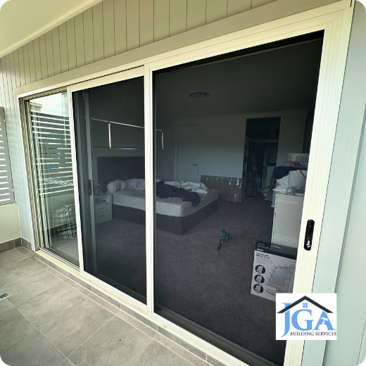 Glass rollers replaced Double sliding screen door